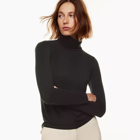 BABATON Black COMPEL Ribbed Stretch Viscose Turtleneck M - Picture 1 of 8